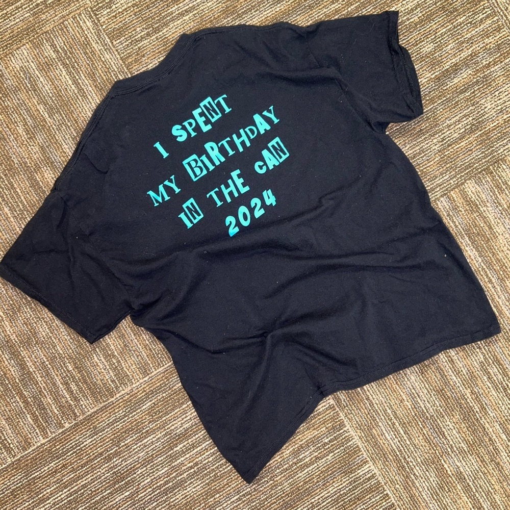 “I spent my birthday in the can” Black graphic Tee from Tin Can bar
